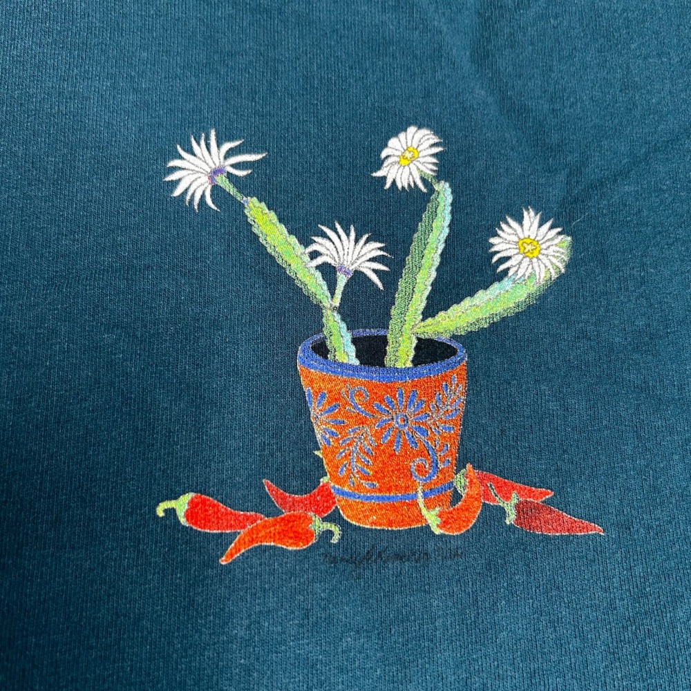 Sabaku Artwear Womens Large Teal Blue Southwestern Desert Dog Sweatshirt USA - Picture 7 of 7